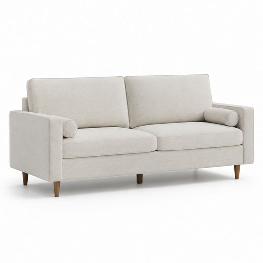 Canapé 2 places beige en polyester avec pieds en bois massif 170 x 85 x 85 cm