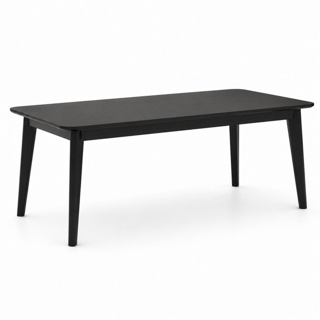 Table à manger rectangulaire noire en bois massif 140 x 80 x 75 cm