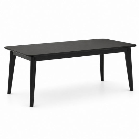 Table à manger rectangulaire noire en bois massif 140 x 80 x 75 cm