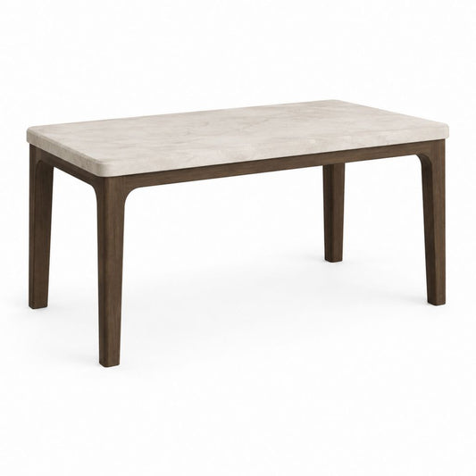 Table à manger rectangulaire blanc effet marbre et brun en MDF 120 x 80 x 75 cm