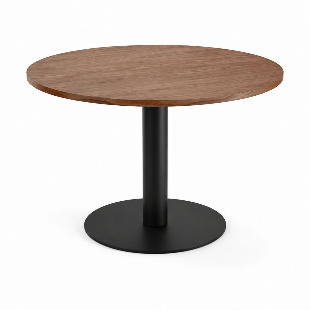 Table à manger ronde noyer et acier noir Ø 100 cm hauteur 75 cm