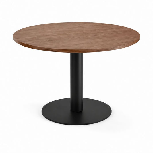 Table à manger ronde noyer et acier noir Ø 100 cm hauteur 75 cm